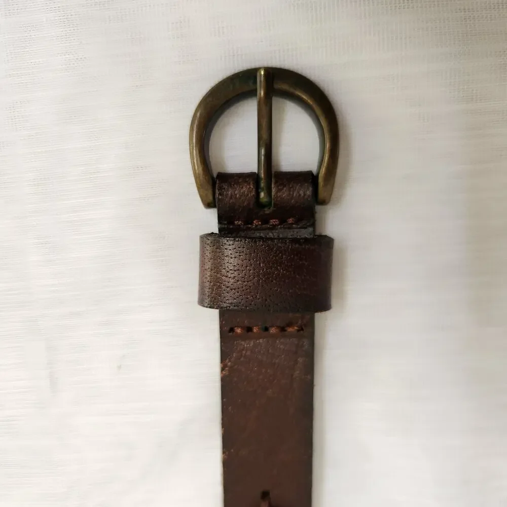 Banana Republic Belt Women's M Brown Genuine Leather Copper Chain Biker Belt
